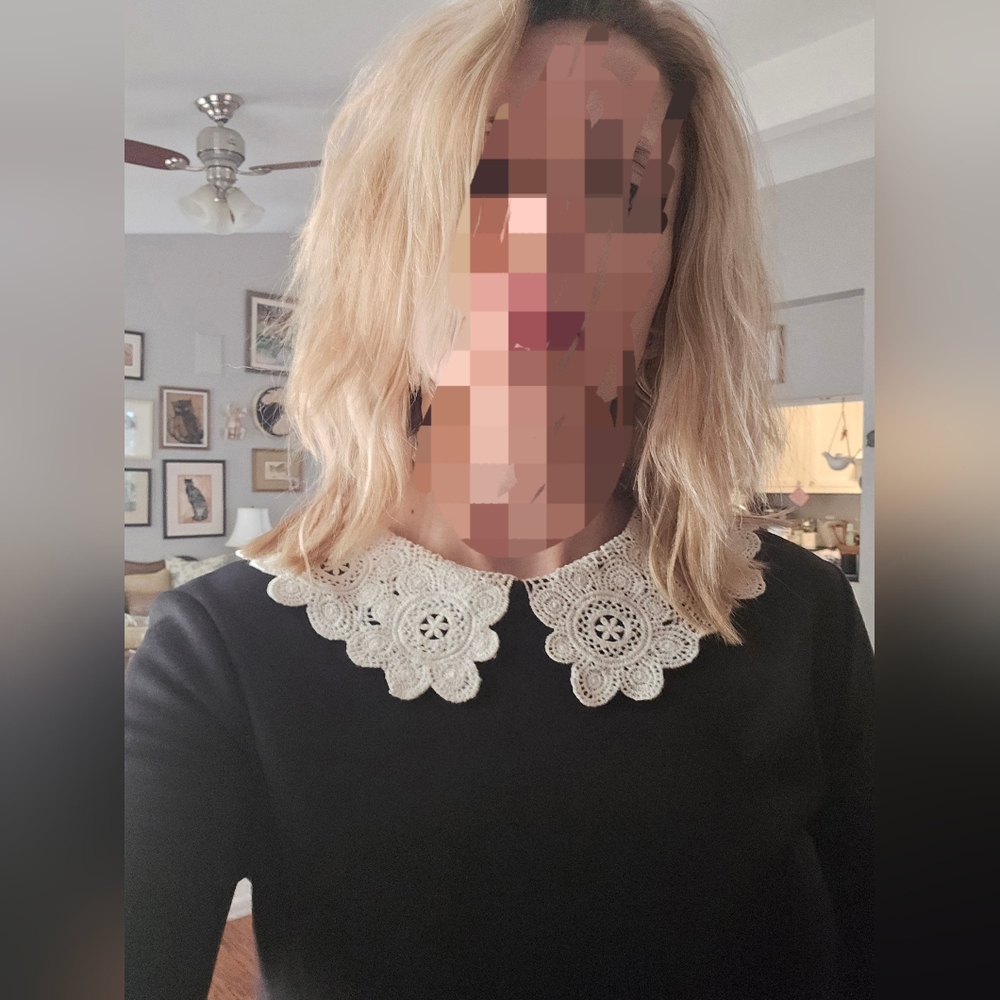 Adams Family Wednesday Style Dress with White Peter Pan Collar